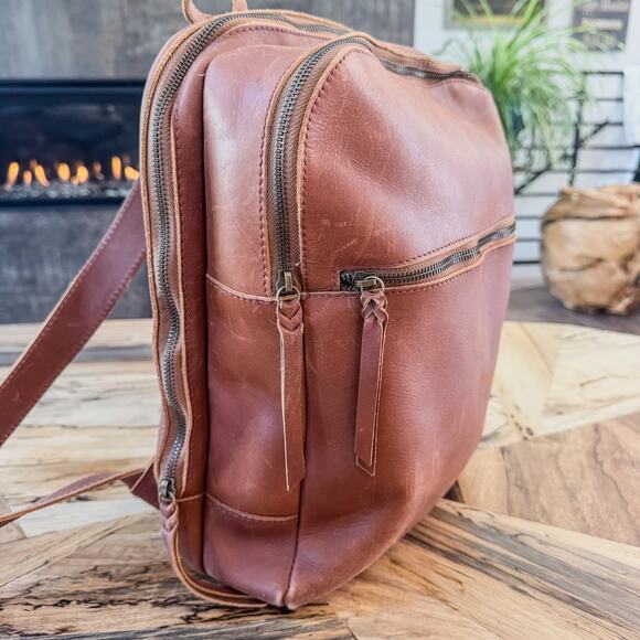 Able Local + Global Liliana Everyday Backpack Genuine Cognac Leather, Brazil - Picture 9 of 15